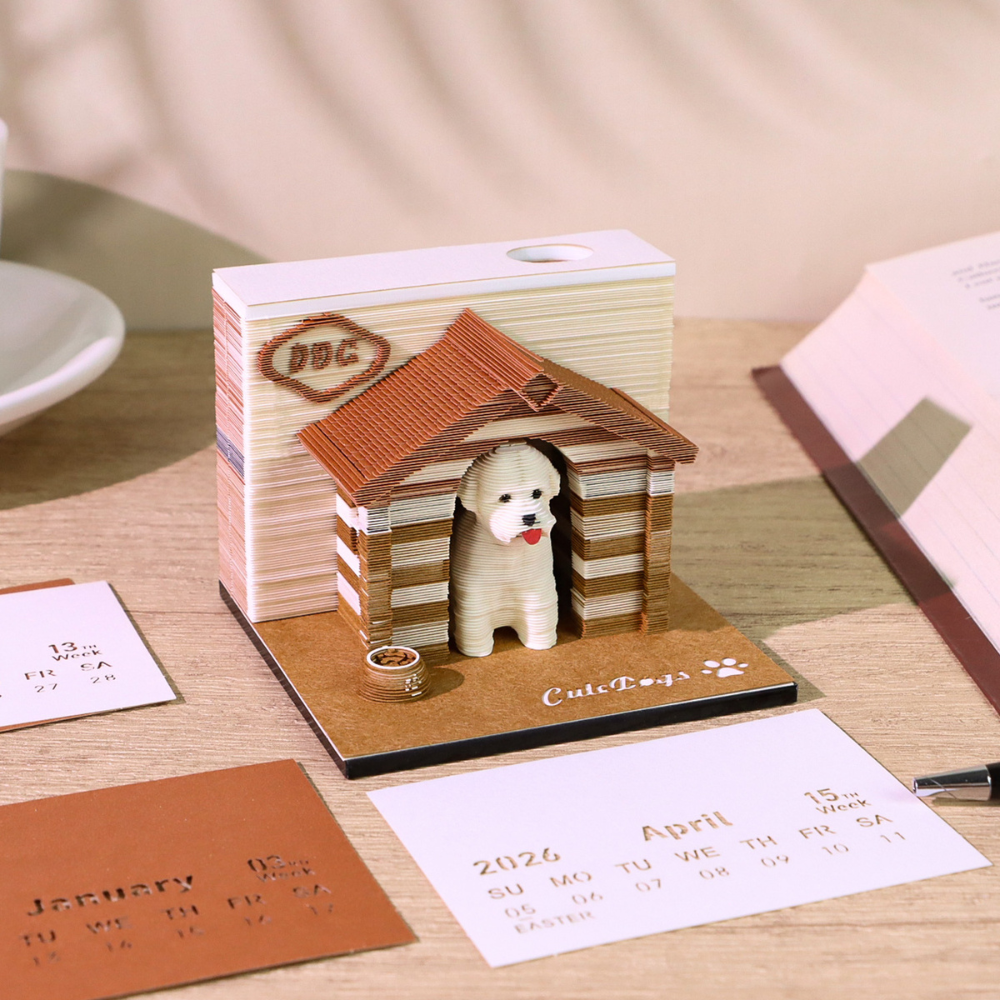 TimePiece® Calendar 3D - Puppy Cottage