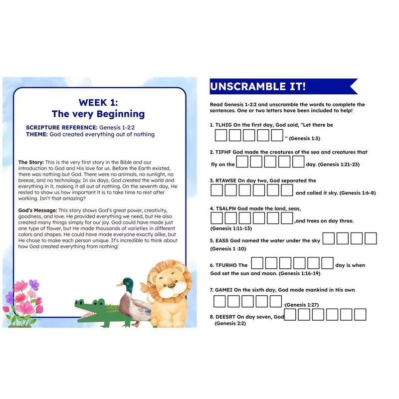 Bible Study: 52 Week Workbook for Kids